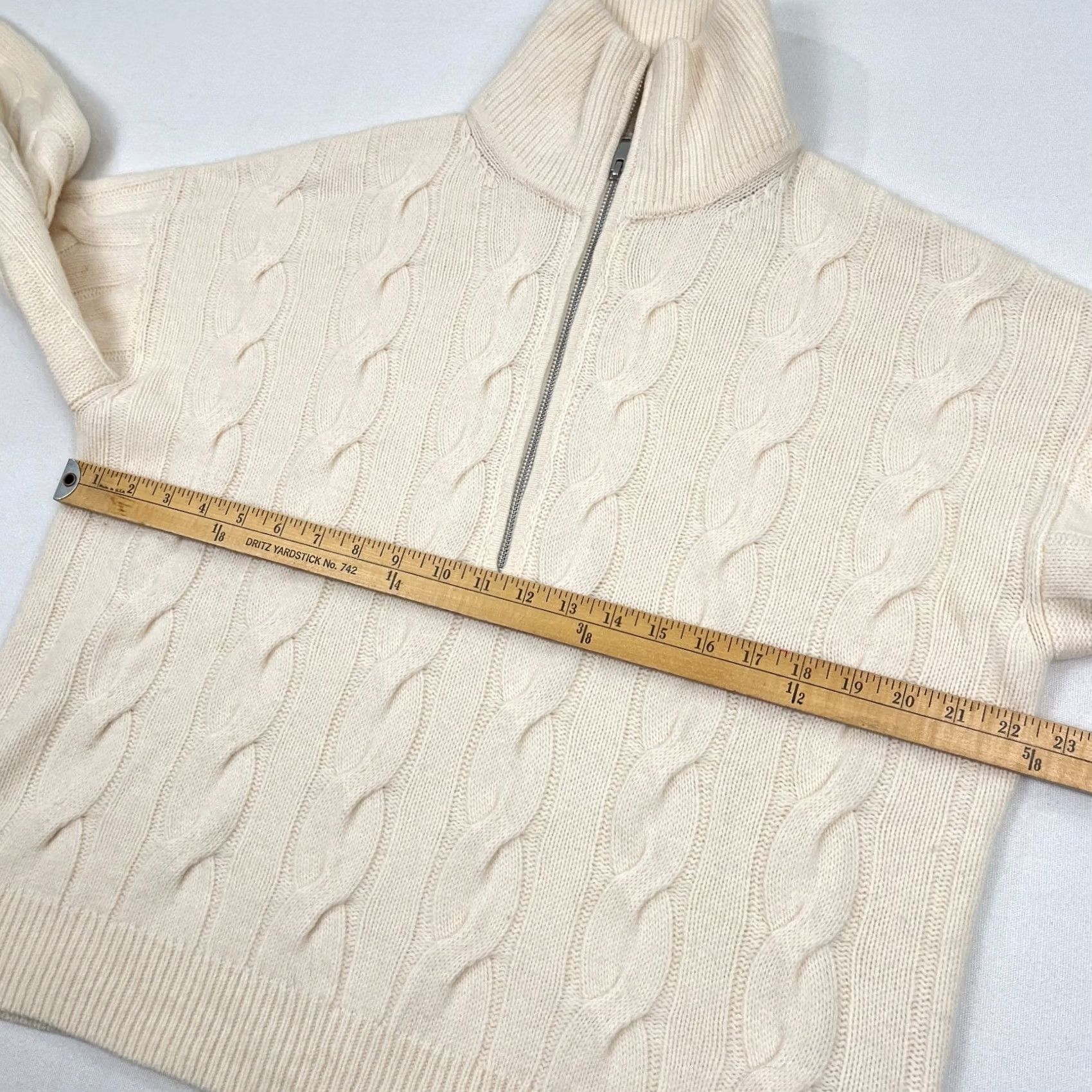Everlane Everlane Sweater Women M Ivory Wool Cable Knit 1/2 Zip Pullover Ribbed High Neck Size M / US 6-8 / IT 42-44 - 5 Thumbnail
