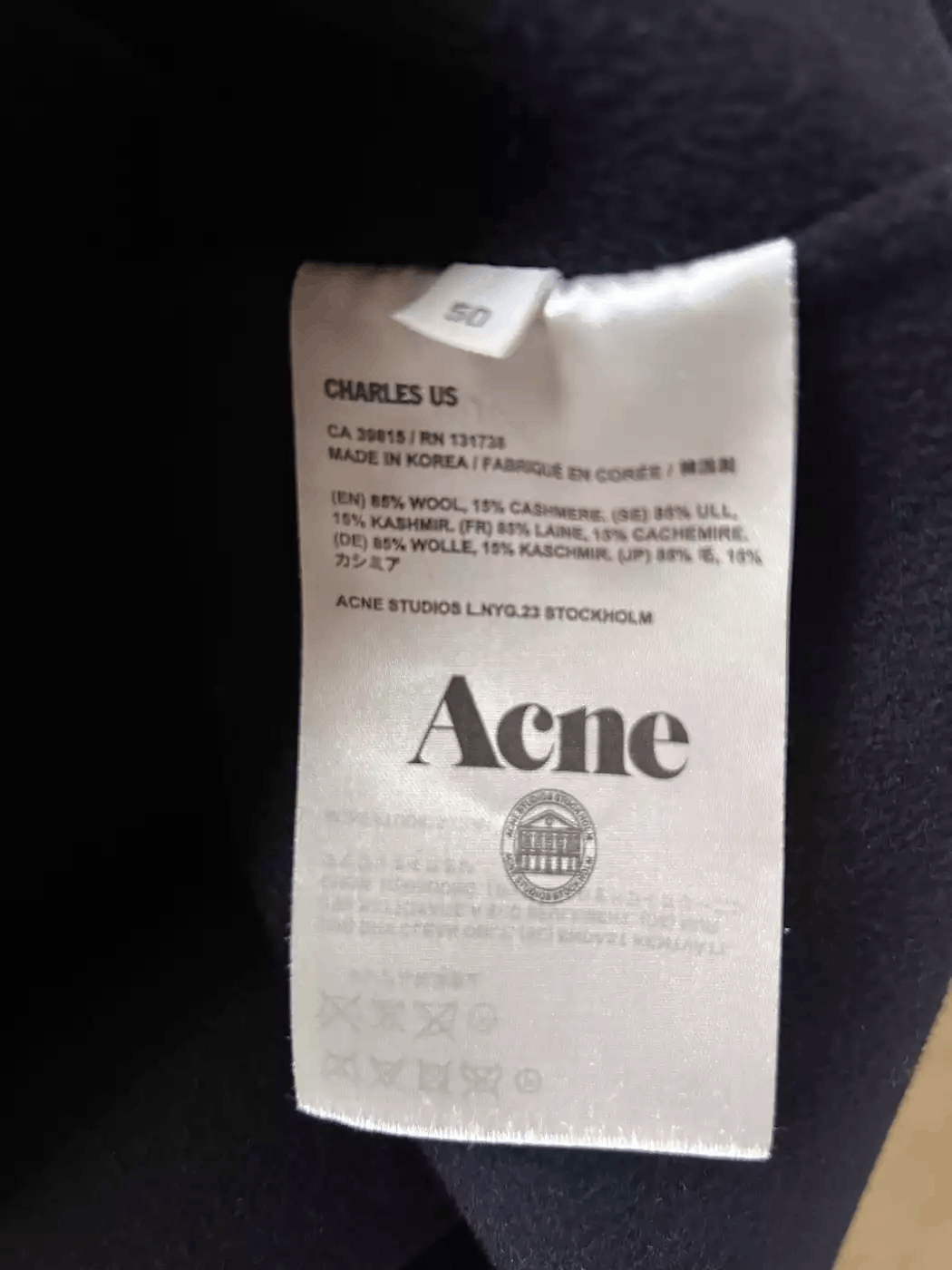 Acne Studios ACNE STUDIOS CHARLES JACKET NAVY SIZE 50 Size US M / EU 48-50 / 2 - 9 Thumbnail