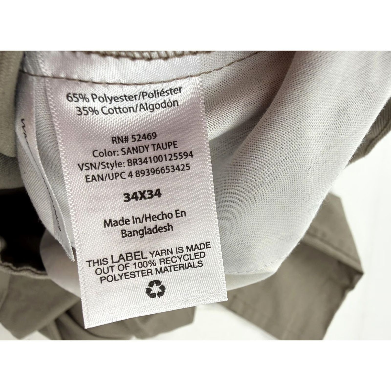 Vintage Brahma Mens Khakis Pants 34x33 Beige Workwear Canvas Regular Fit Front Flat Front Pockets Zip Button Mens Size US 34 / EU 50 - 5 Thumbnail