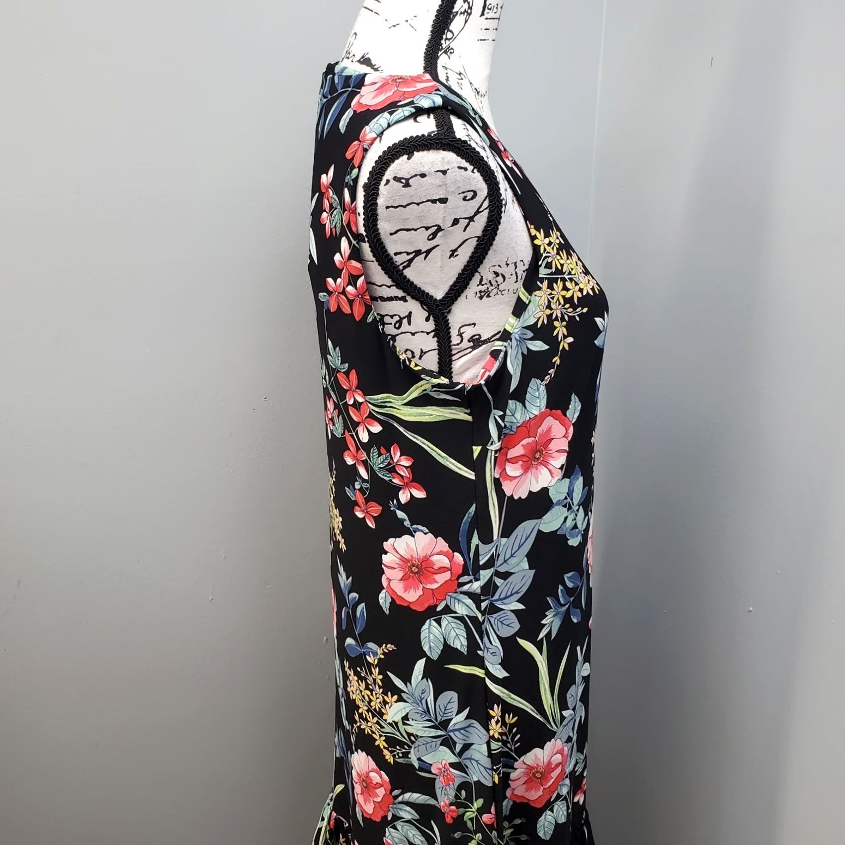 Tommy Hilfiger Tommy Hilfiger Tank Dress Womens Size 10 Multicolor Floral Overlay Sleeveless Ruffle Hem Dress Size L / US 10 / IT 46 - 6 Thumbnail