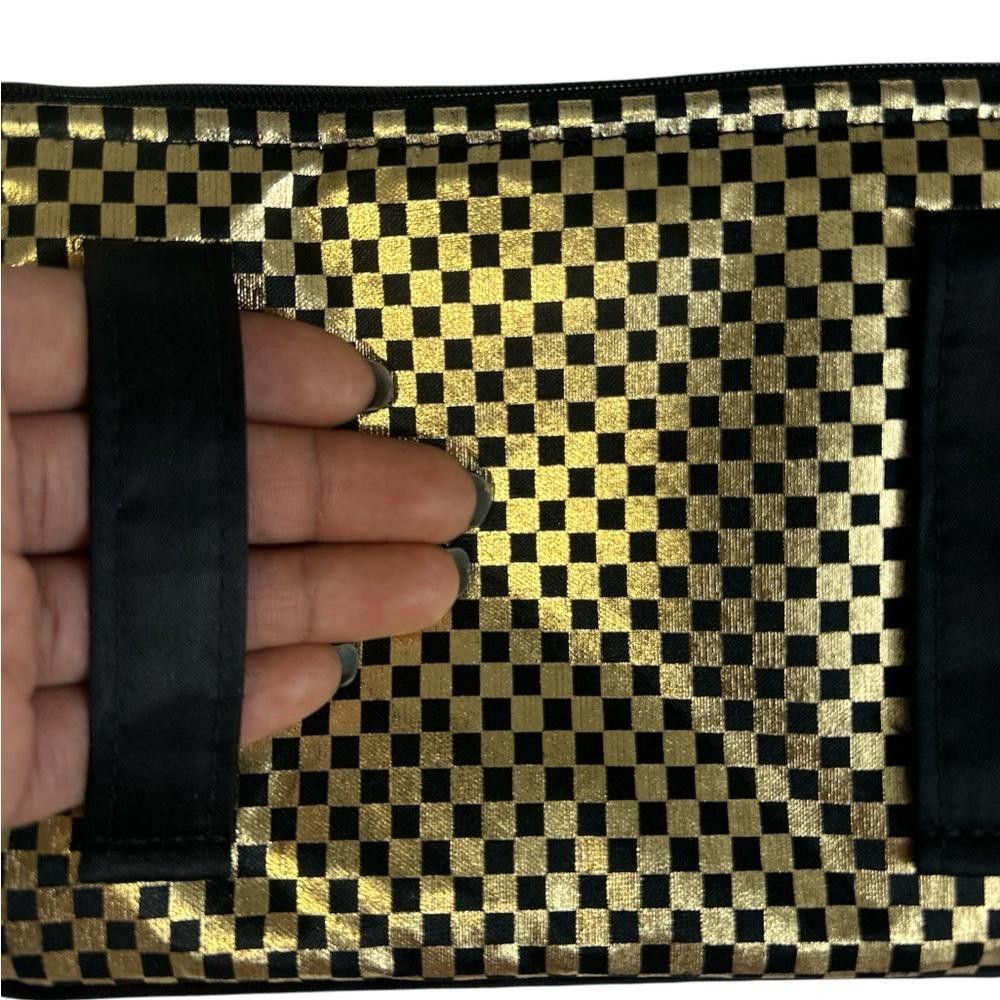 Designer Maggi B Gold and Black Checkered Clutch Size ONE SIZE - 5 Thumbnail