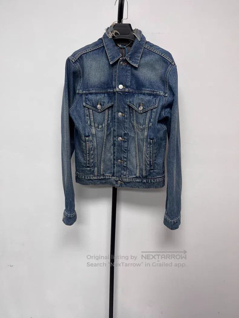 Balenciaga Balenciaga Distressed Collar Coke Denim Jacket Size US S / EU 44-46 / 1 - 2 Thumbnail