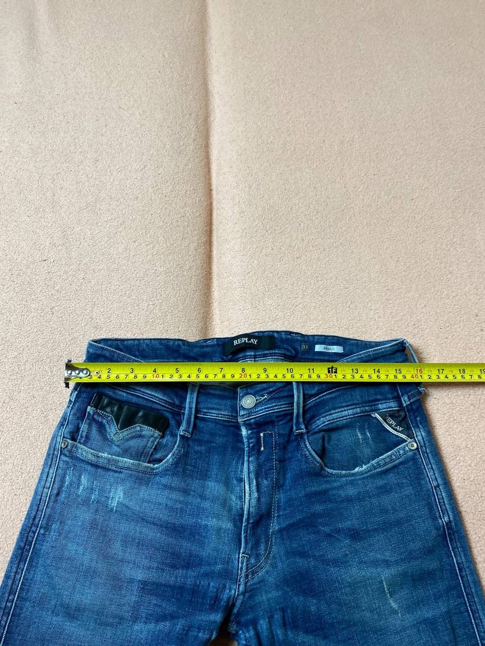 Replay × Vintage Replay Anbass Slim Fit Mid Wash Jeans Blue Size US 33 - 13 Thumbnail
