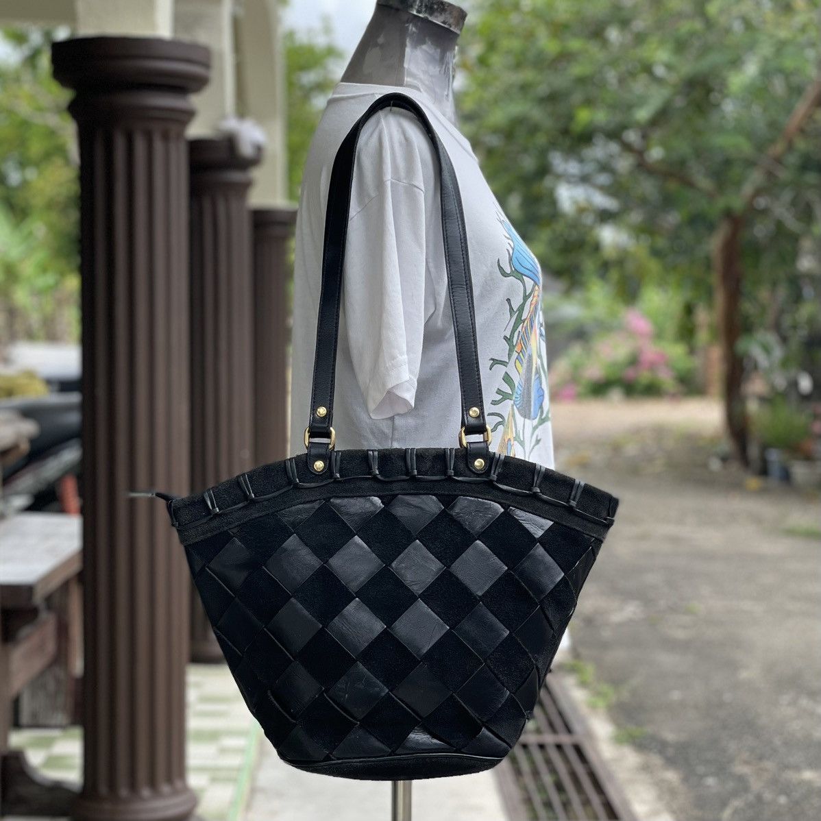 Vintage WOVEN LEATHER TOTE/SHOULDER BAG Size ONE SIZE - 4 Thumbnail