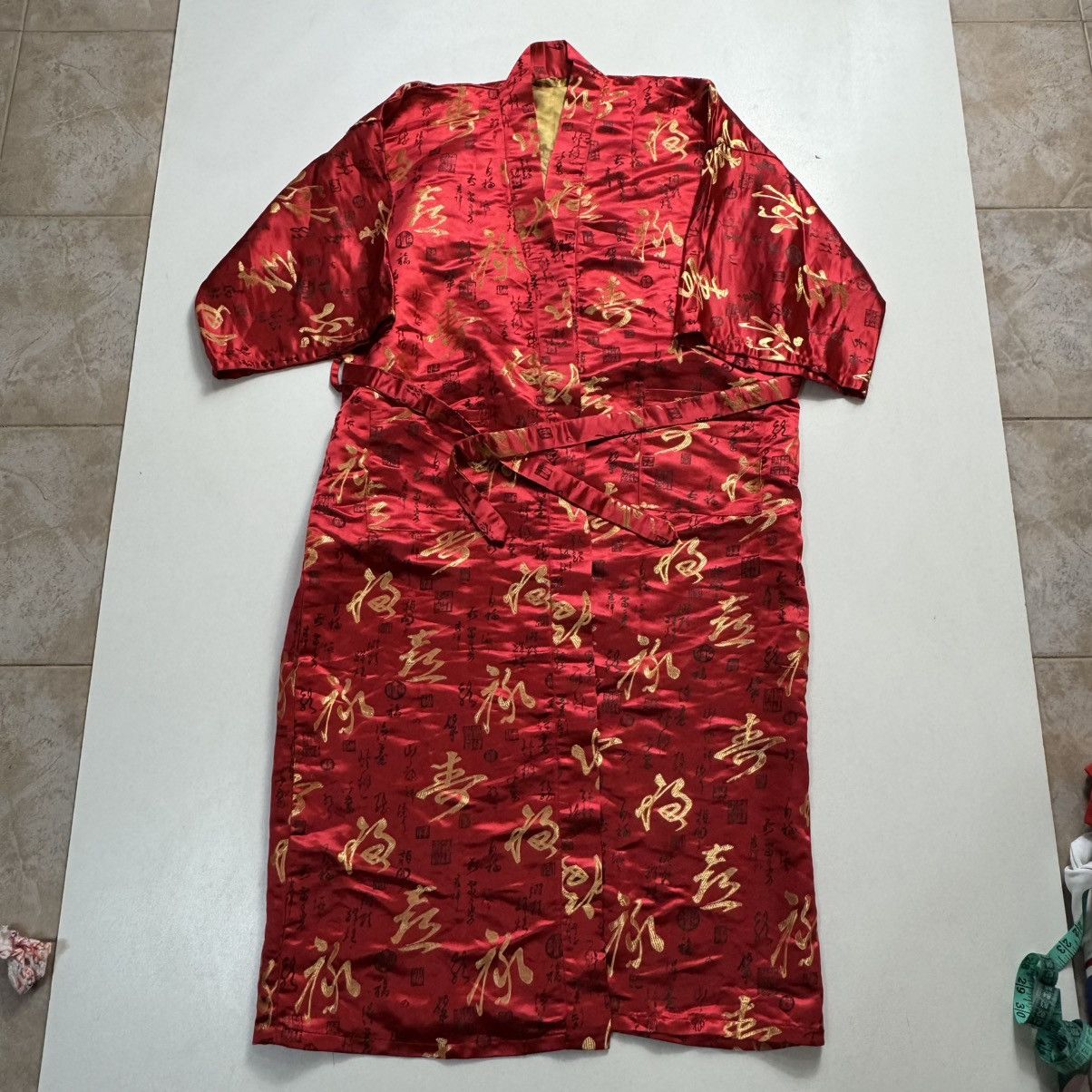 Vintage Silver Dragon Red/Gold Kimono Robe Size L Silky Shine Size L / US 10 / IT 46 - 9 Thumbnail