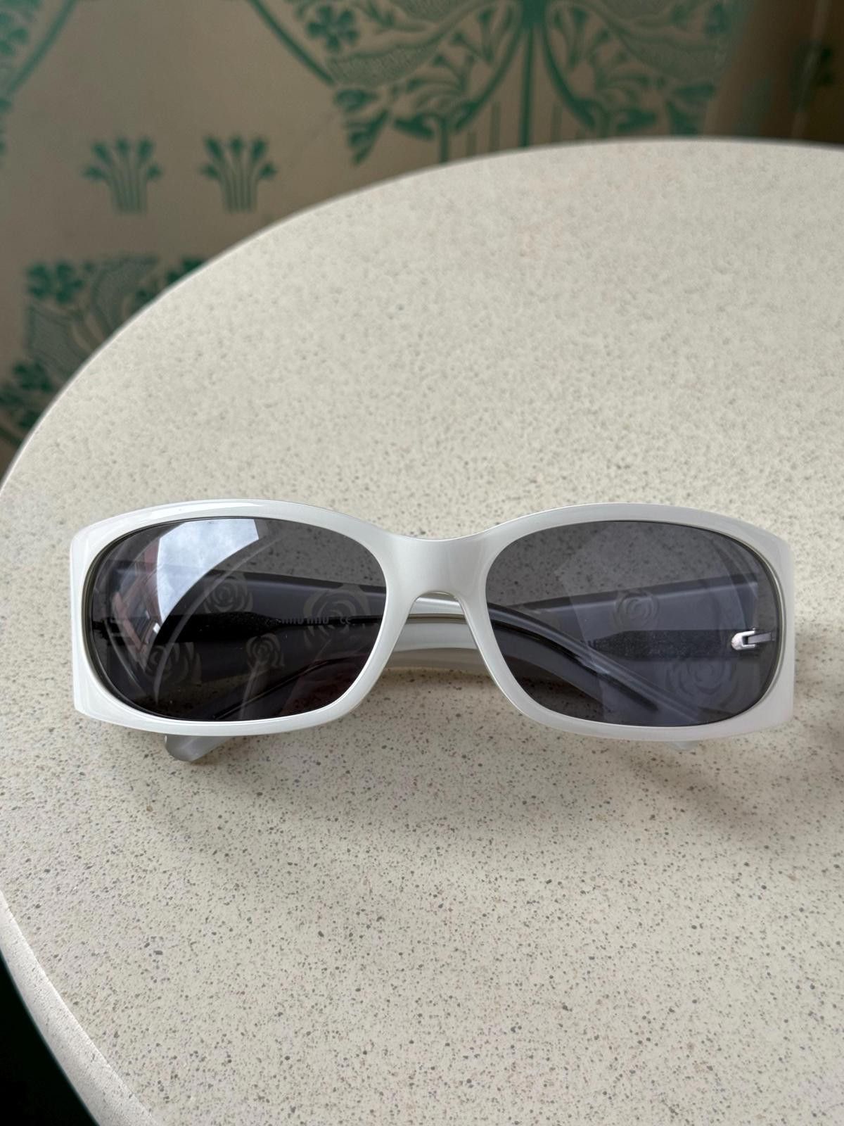 Miu Miu Vintage Miu Miu Logo Rose Wraparound White Women Sunglasses Size ONE SIZE - 4 Thumbnail