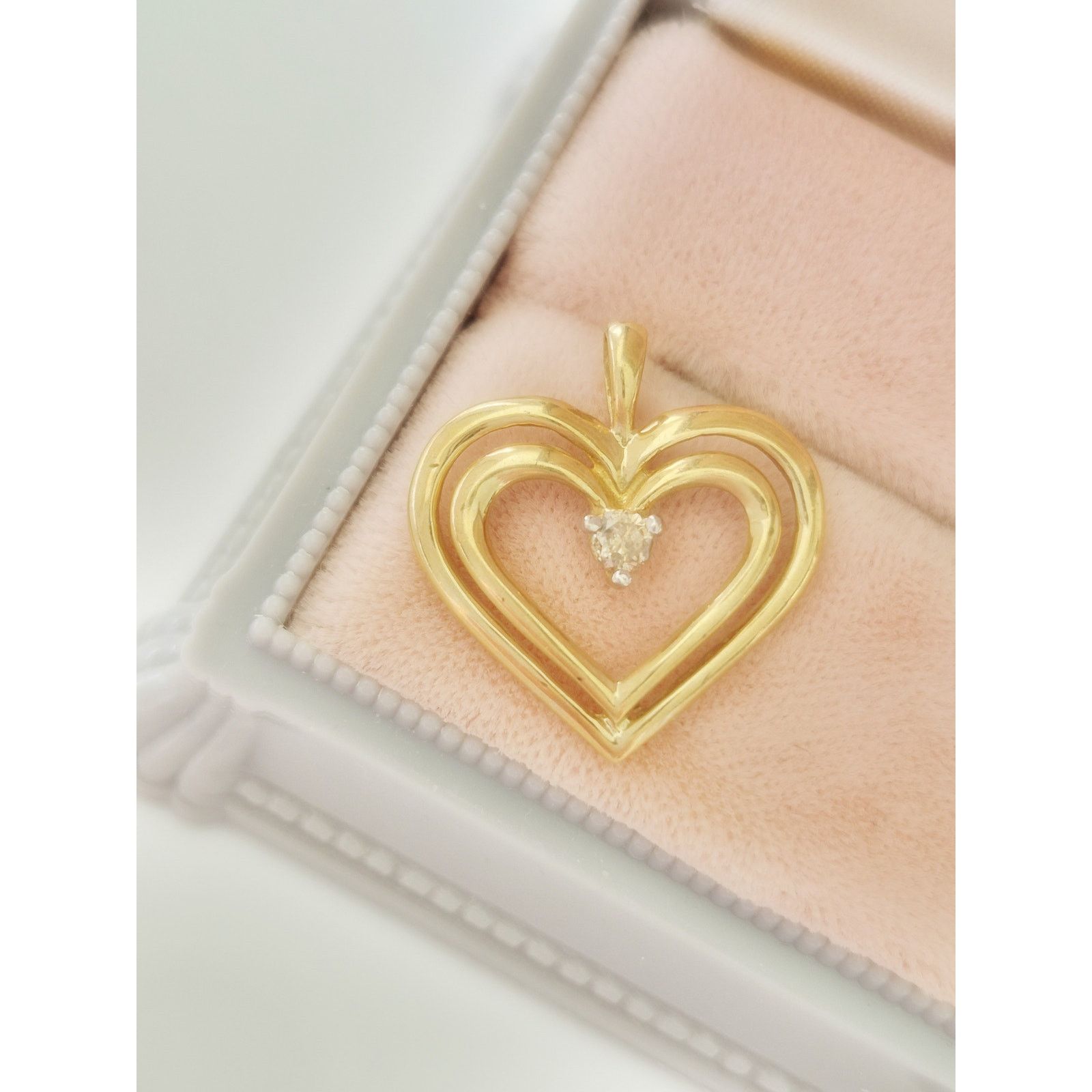 Other Vintage 10K Gold Diamond Double Heart Pendant Size ONE SIZE - 1 Thumbnail