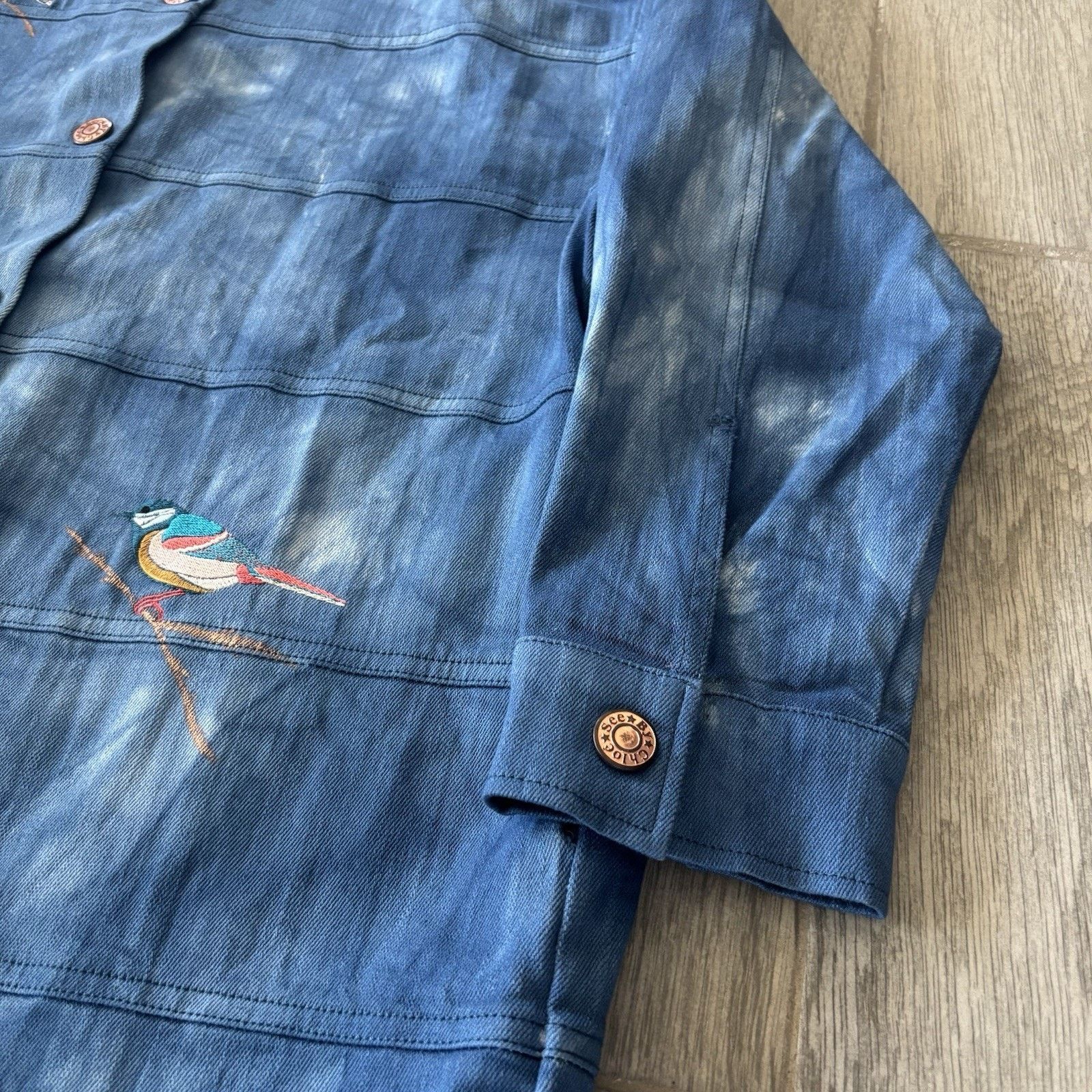 See by Chloe See By Chloé Denim Jacket Women’s 42 Acid Wash Embroided Size M / US 6-8 / IT 42-44 - 4 Thumbnail