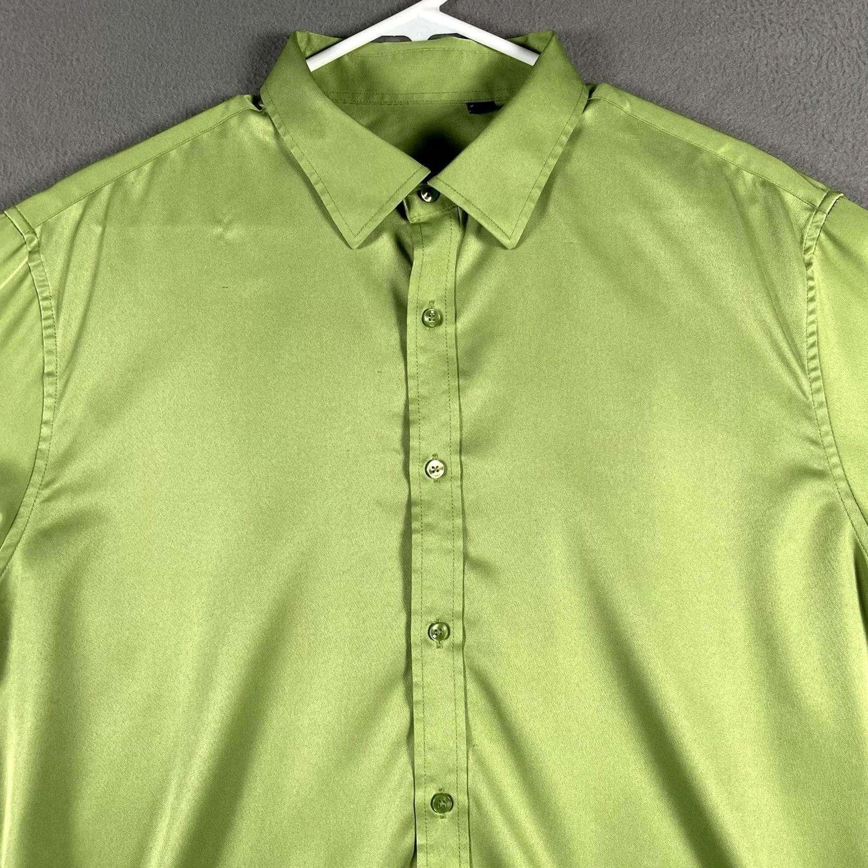 Vintage Flex Mens Luxury Collection Shirt L Green Dress Lime Designed Italy Size 42R - 2 Thumbnail