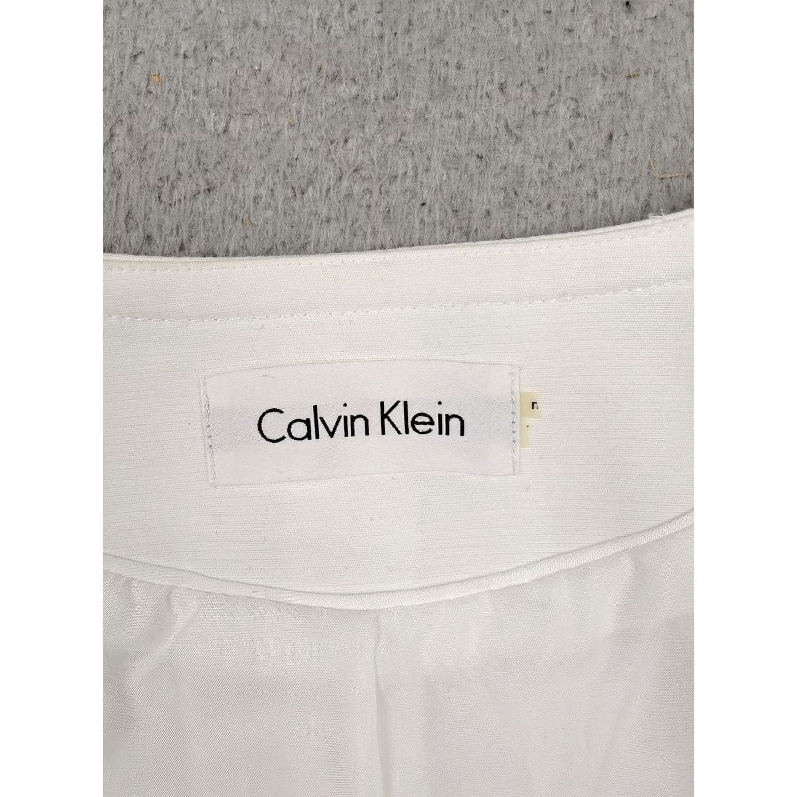 Calvin Klein Calvin Klein Jacket Womens Medium White Lace Front Zip Pockets Lined Collarless Size M / US 6-8 / IT 42-44 - 3 Thumbnail