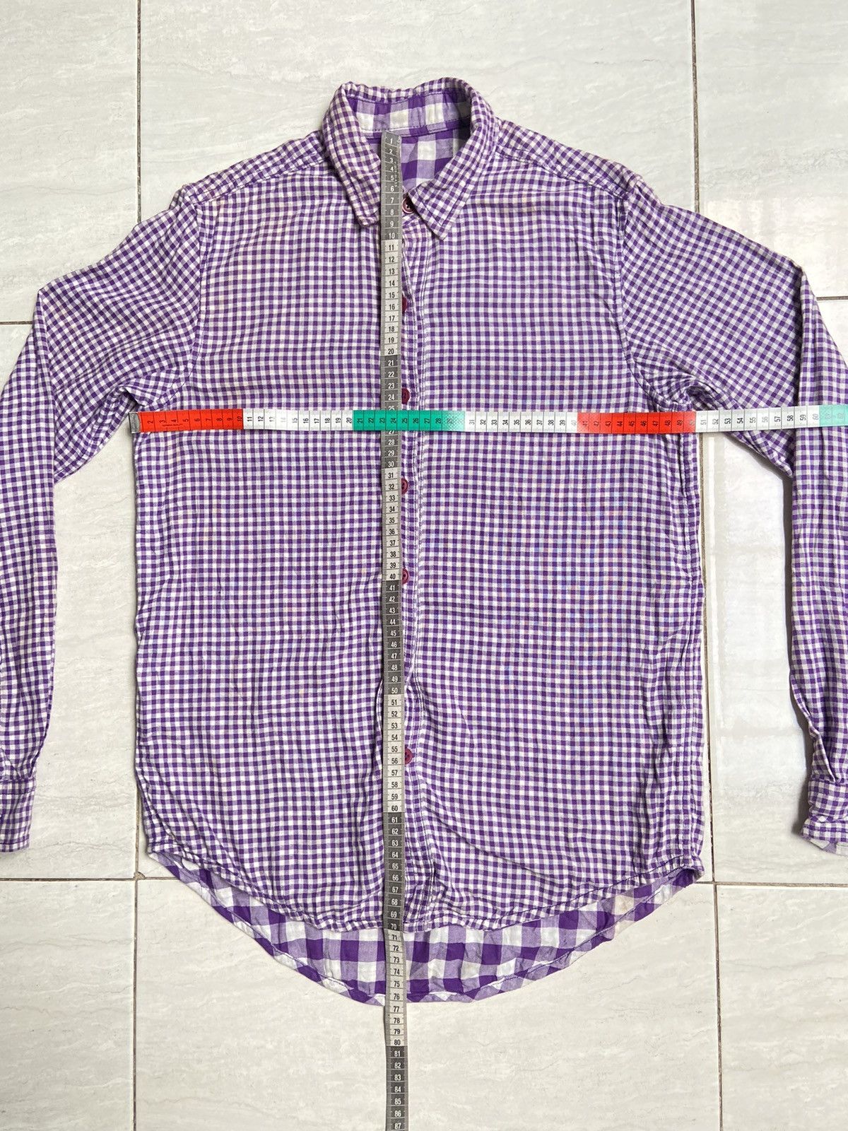 Japanese Brand × Neighborhood × izzue IZZUE Purple Plaid Shirt Size US S / EU 44-46 / 1 - 2 Thumbnail