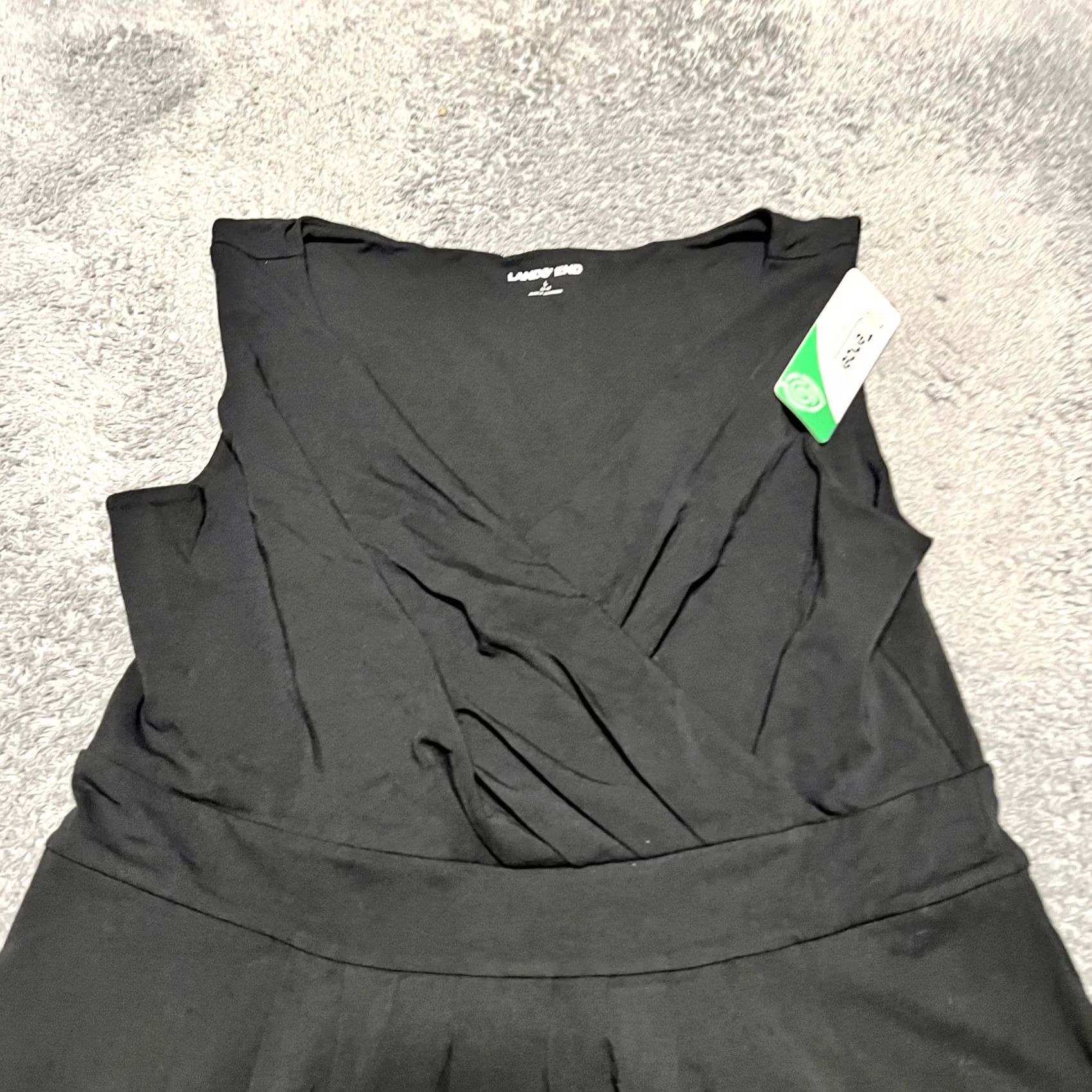 Lands' End Lands’ End Floral Fit Flare Dress Womens Large 14-16 Black Mini Dress L Womens Black Mini Size L / US 10 / IT 46 - 2 Thumbnail