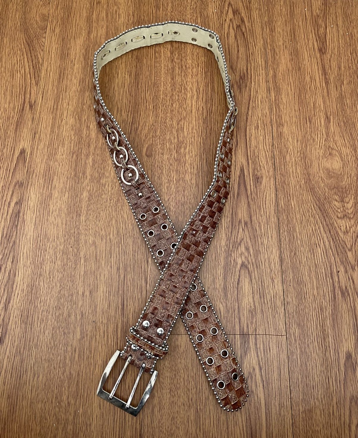 If Six Was Nine Brown square pattern belt Size ONE SIZE - 1 Thumbnail