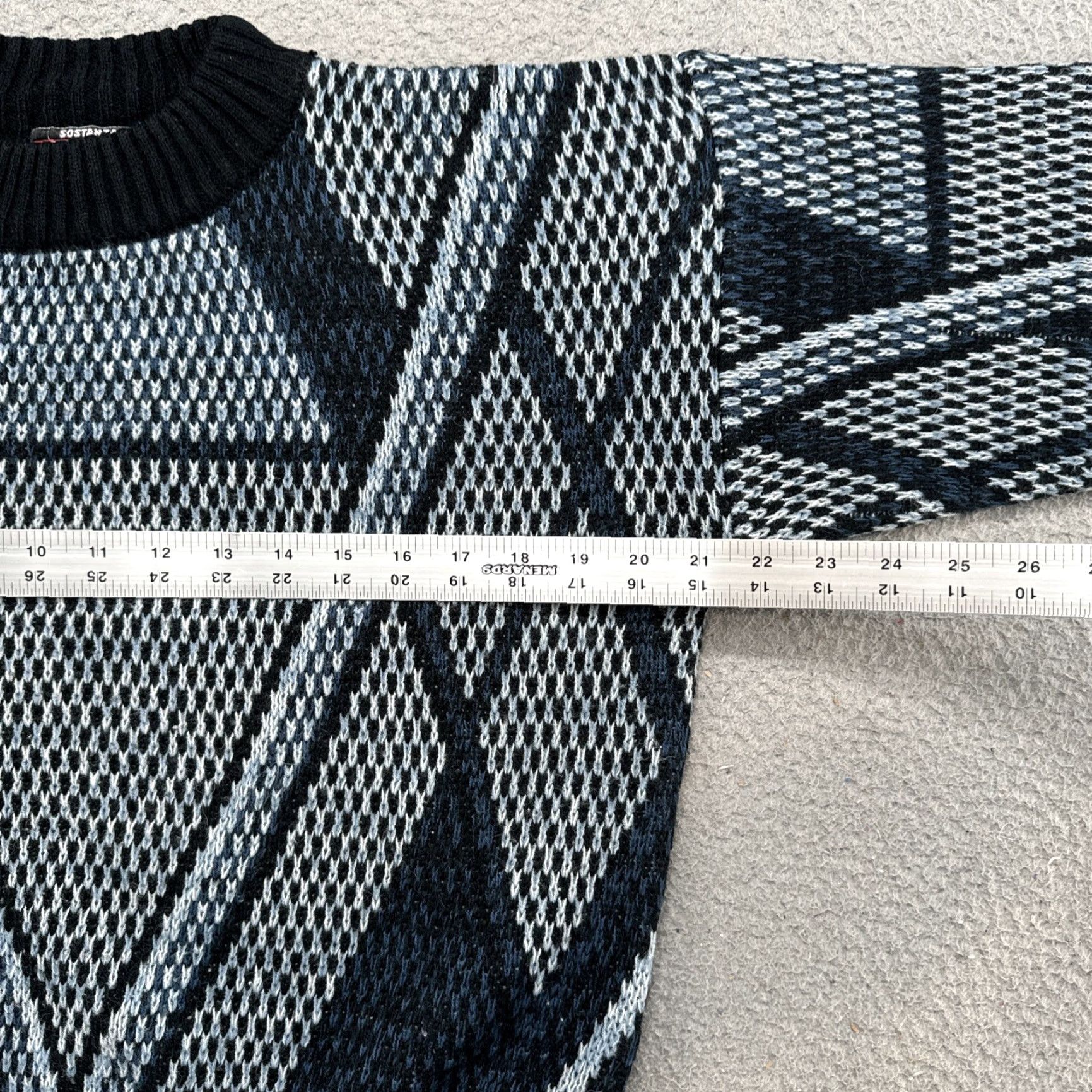 Vintage VINTAGE Sostanza Fashion Police Women’s Acrylic Crewneck Pullover Size M Blue Geometric Knit Sweater Size M / US 6-8 / IT 42-44 - 3 Thumbnail