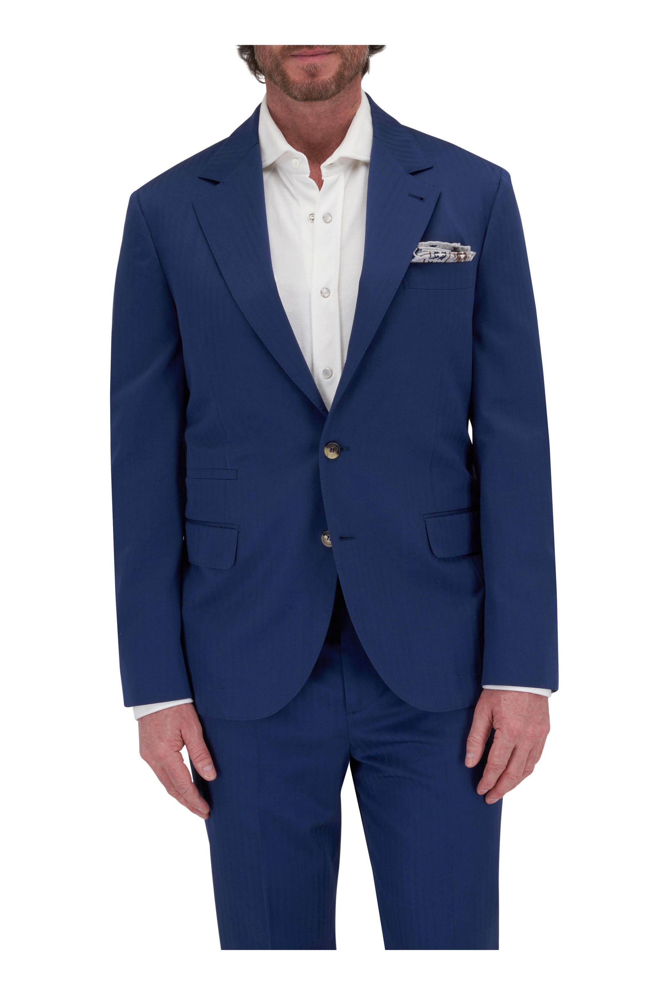 Brunello Cucinelli o1mtch0225 Cotton Pinstriped Suit in Navy Size 42R - 2 Thumbnail