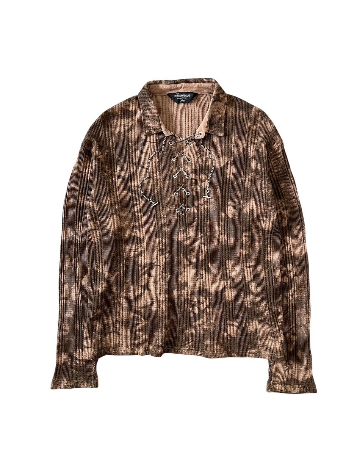 Japanese Brand Beaumere Aristocratic Bleached Metal Lace Longsleeve Shirt Size US M / EU 48-50 / 2 - 1 Thumbnail