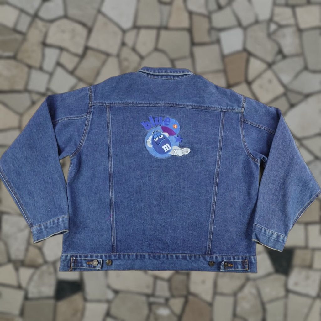 Denime Vintage M&Ms Jacket Mens XXL Blue Denim Button Up Trucker Coat Lau Vegas Size US 39 - 1 Thumbnail