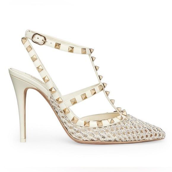 Valentino Garavani Rockstud Mesh Pumps with Crystals And Str