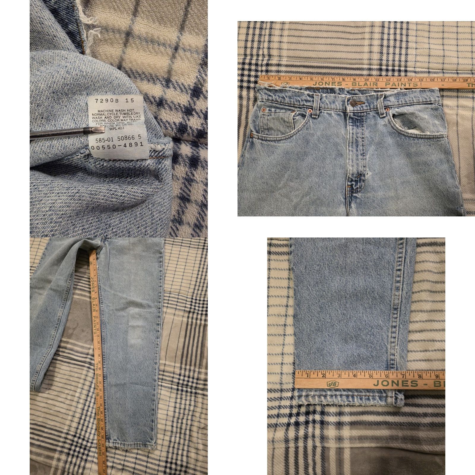 Levi's VINTAGE Levi's 550 Jeans Cemented in USA 90s Tapered Denim Blue 33x30 Mens Size US 34 / EU 50 - 9 Thumbnail