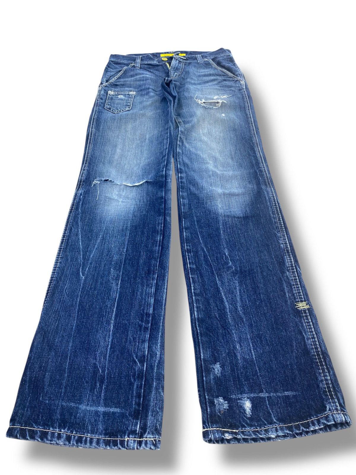 Levi's Levi’s Blue Wash Distressed Style Wide Leg Jeans Size US 31 - 1 Thumbnail