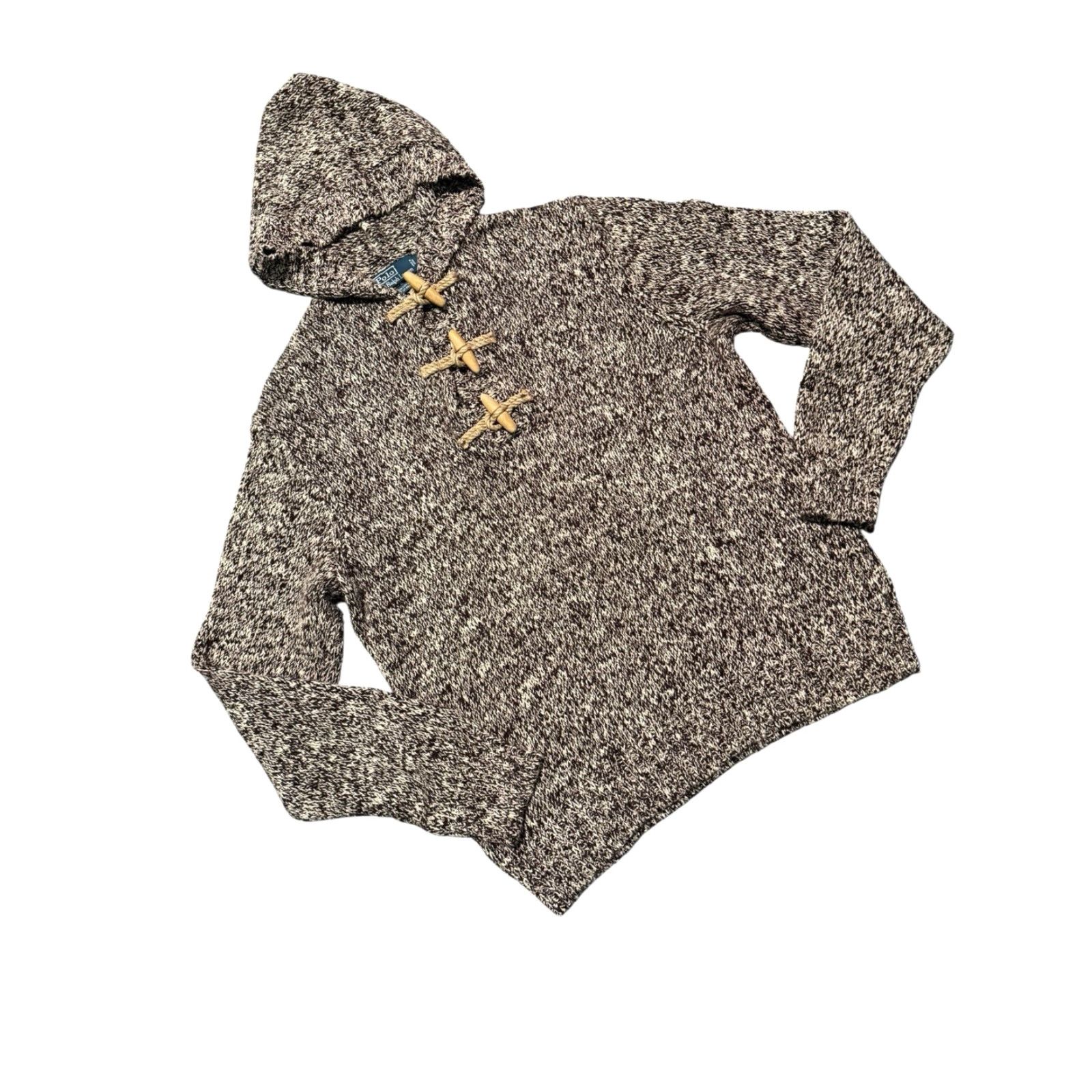 Polo Ralph Lauren VINTAGE Polo Ralph Lauren Toggle Knit Sweater Mens Brown Hooded Chunky Size XL Size US XL / EU 56 / 4 - 4 Thumbnail