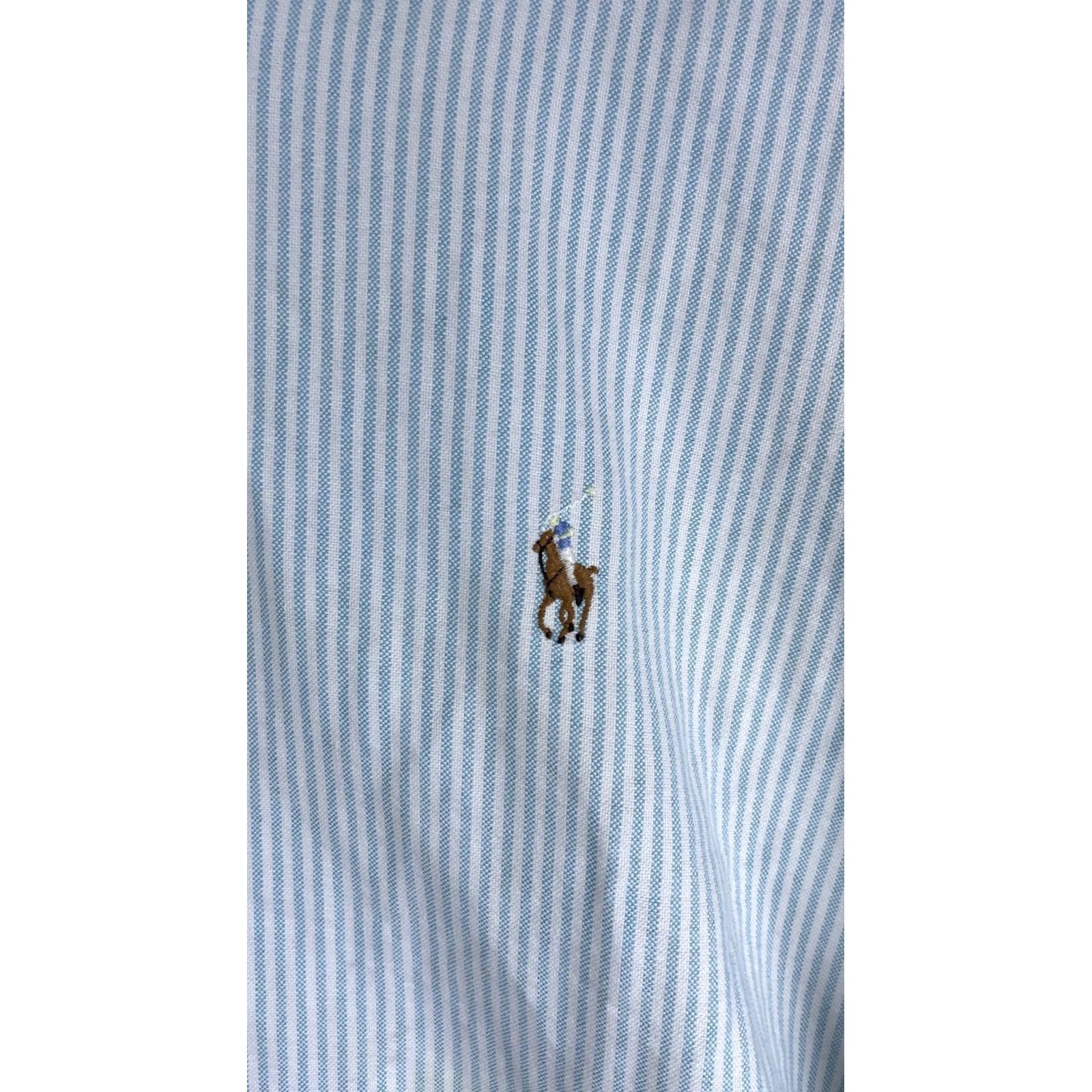Ralph Lauren Ralph Lauren Dress Shirt Mens Blue White Stripe Button Down Cotton Logo 17-35 Size 46R - 2 Thumbnail