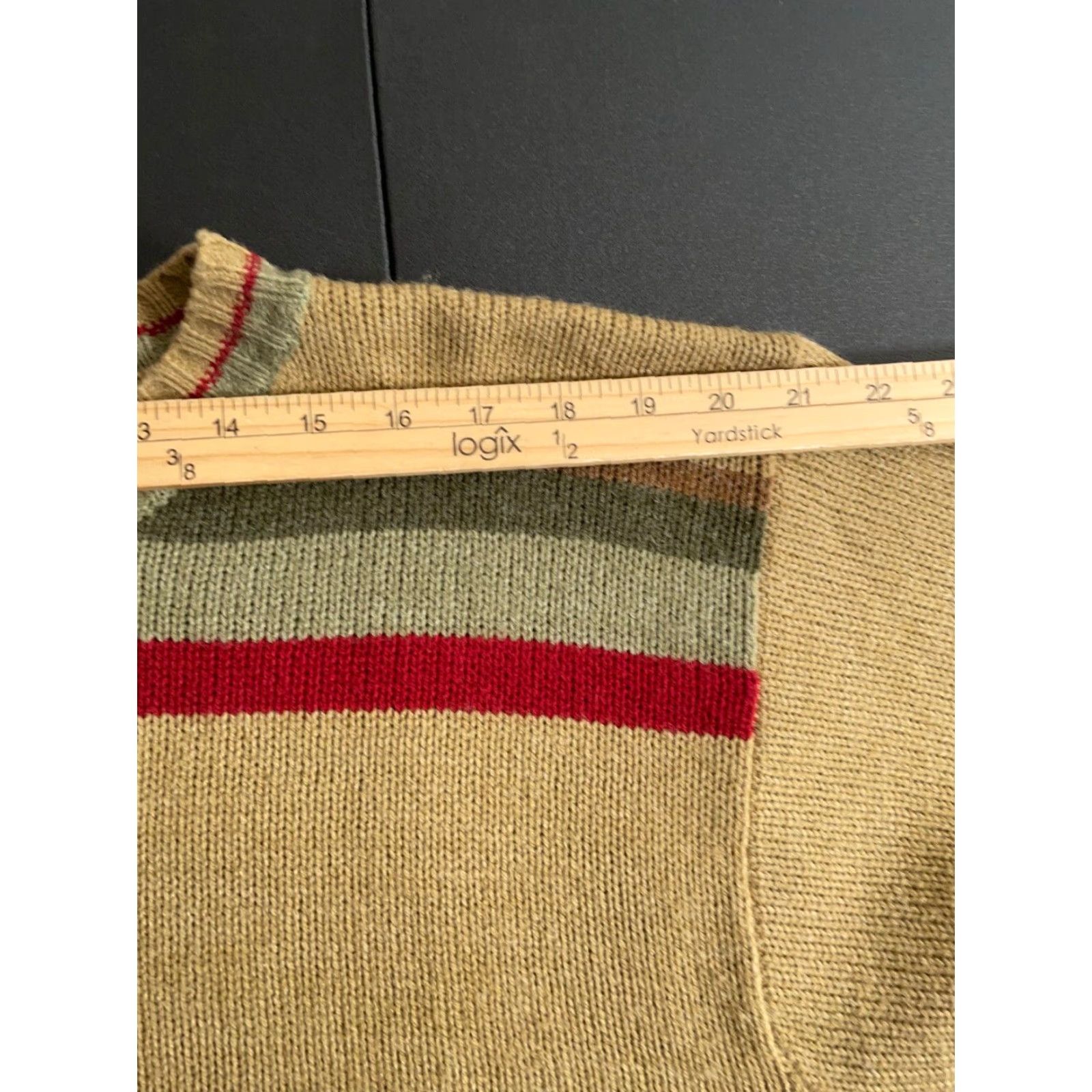 Vintage VINTAGE Y2K Striped Sweater Adult XL Beige Red Chunky-Knit Crewneck Hipster Mens Size US XL / EU 56 / 4 - 7 Thumbnail
