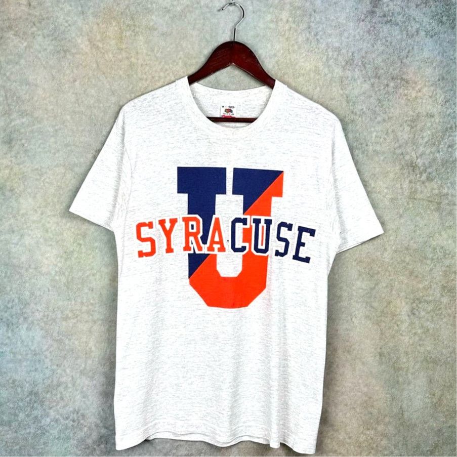 Fruit Of The Loom × Vintage Vintage 90s Syracuse University T Shirt Sz M gray USA Made Size US M / EU 48-50 / 2 - 2 Thumbnail