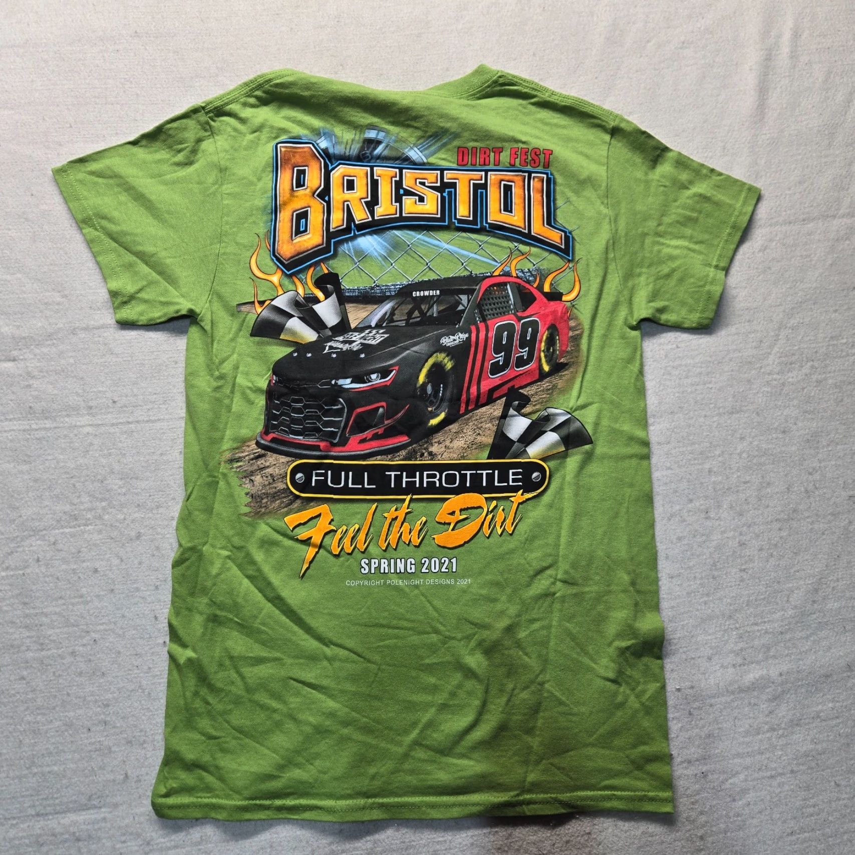 Vintage Bristol TN T-Shirt Dirt Track Racing Green Short Sleeve Adult Men's Size S Small Size US S / EU 44-46 / 1 - 7 Thumbnail
