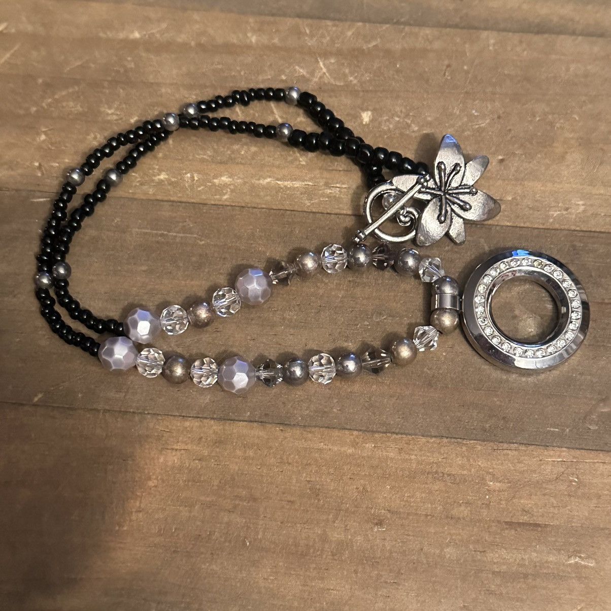 Other Rhinestone circle pendant glass bead necklace Size ONE SIZE - 4 Thumbnail