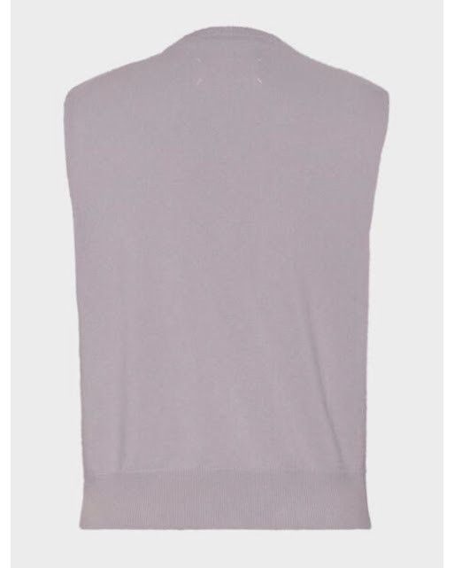 Maison Margiela o1w1db10526 Wool V-neck Gilet in Lilac Size S / US 4 / IT 40 - 2 Thumbnail