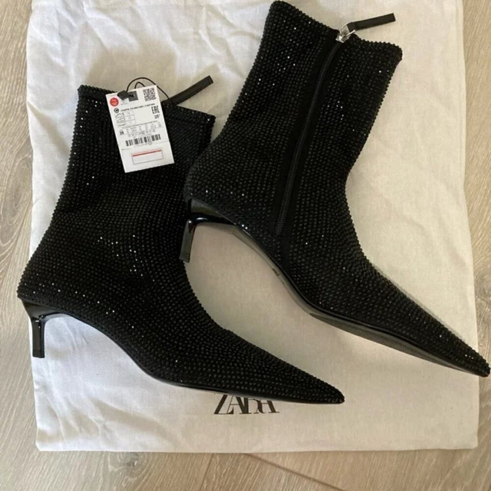 Zara ZARA Rhinestone Pointed Toe Ankle Boots – Sz 6.5, 8 NWT Size US 8 / IT 38 - 14 Thumbnail
