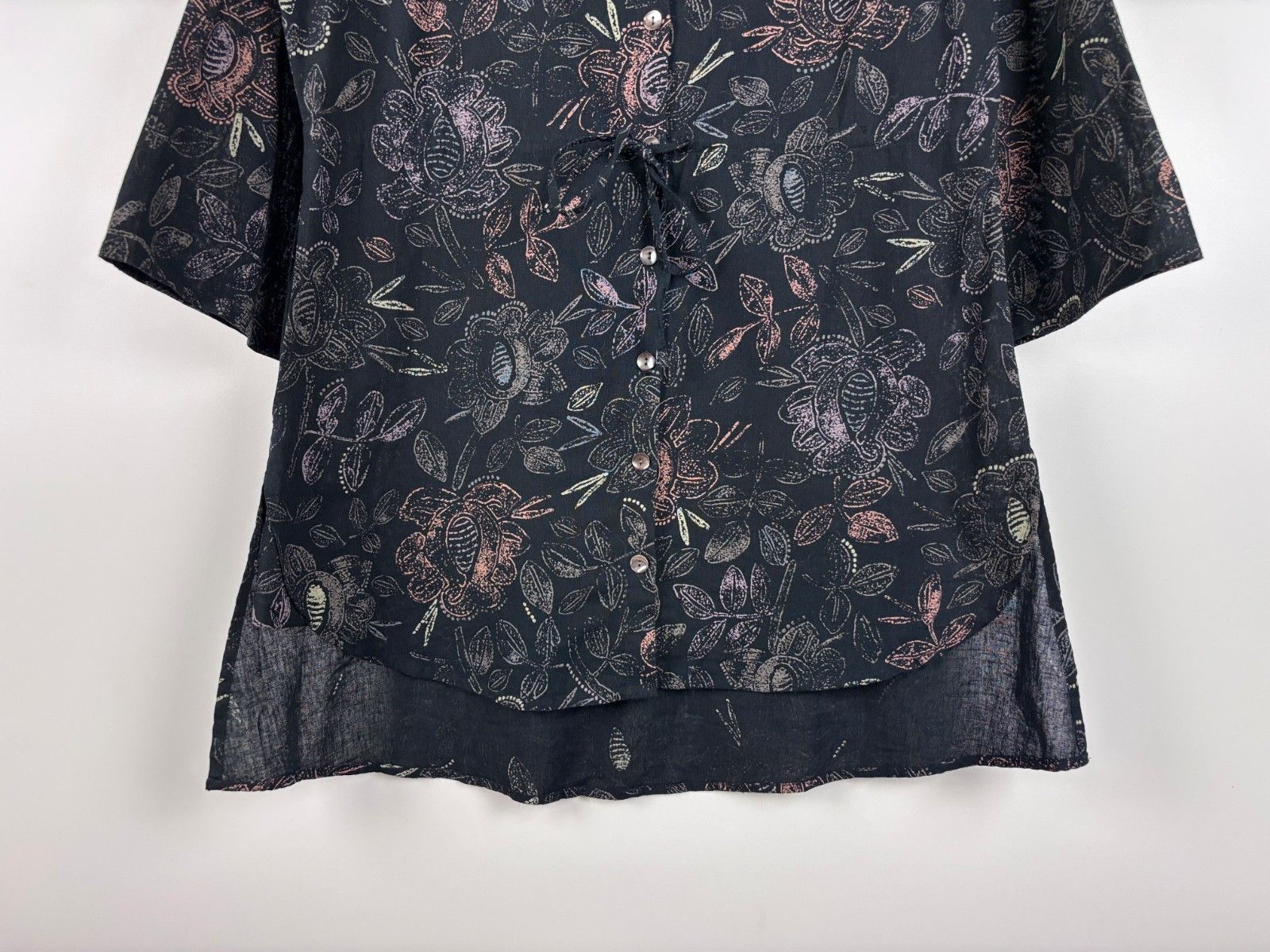 Gudrun Sjoden Gudrun Sjoden Floral Cotton Linen Black Dress Tunic Size M Size M / US 6-8 / IT 42-44 - 3 Thumbnail