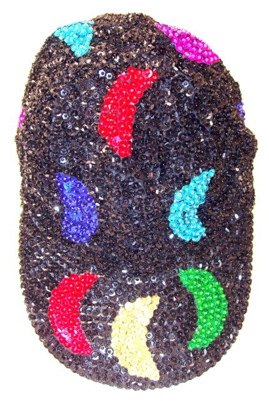 Designer Sequin Baseball Cap BLACK with COLOR MOONS Size ONE SIZE - 1 Preview