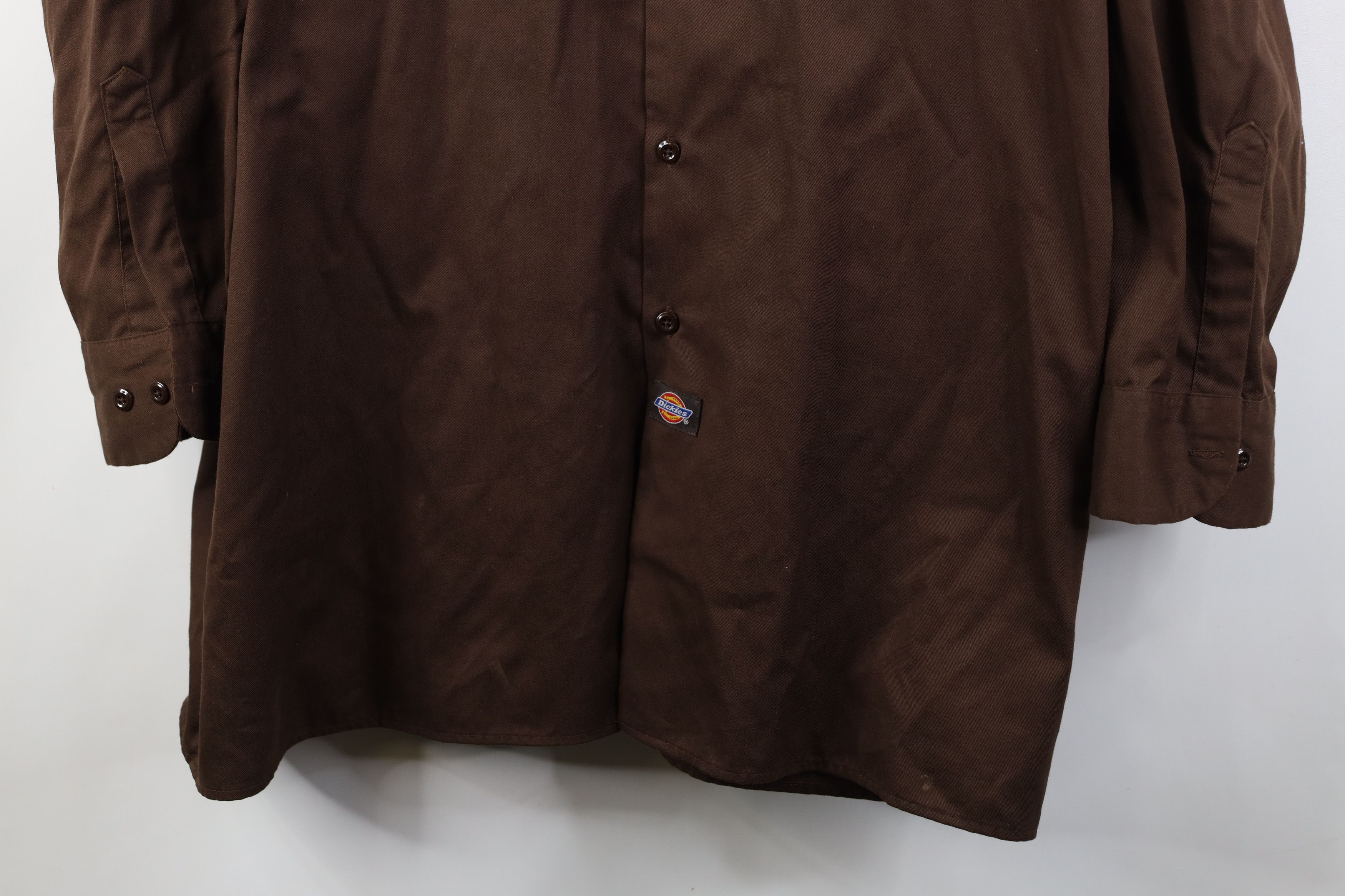 Dickies Vintage Dickies Spell Collared Button Shirt Brown Workwear Size US XXL / EU 58 / 5 - 3 Thumbnail