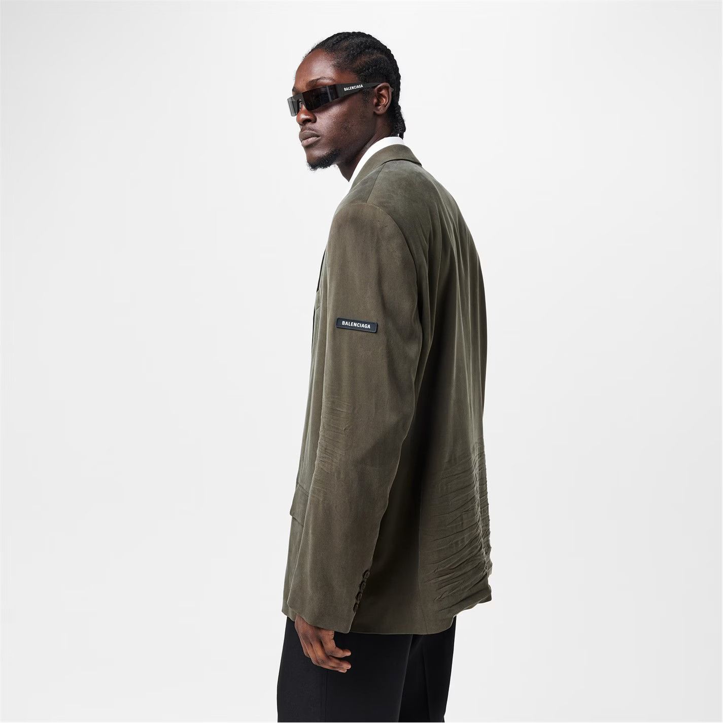 Balenciaga o1g2r1mq0226 Structured Tailored Blazer In Khaki Size US M / EU 48-50 / 2 - 4 Thumbnail