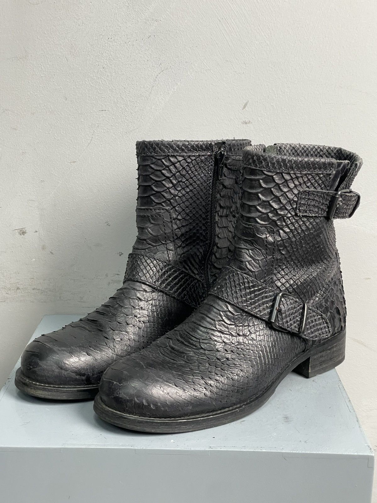 Hedi Slimane Hedi slimane style python leather snake moto ankle opium y2k Size US 8 / EU 41 - 9 Thumbnail