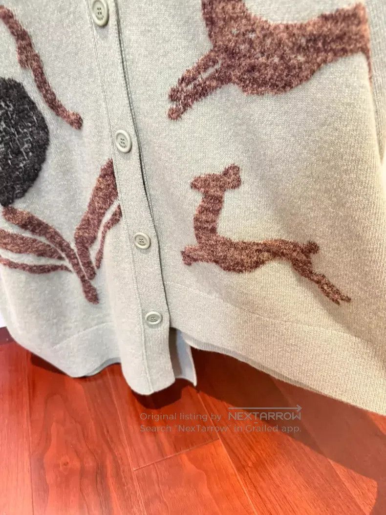 Loewe Loewe Fawn Cardigan, Sage Green, 97% Wool Size XS / US 0-2 / IT 36-38 - 4 Thumbnail