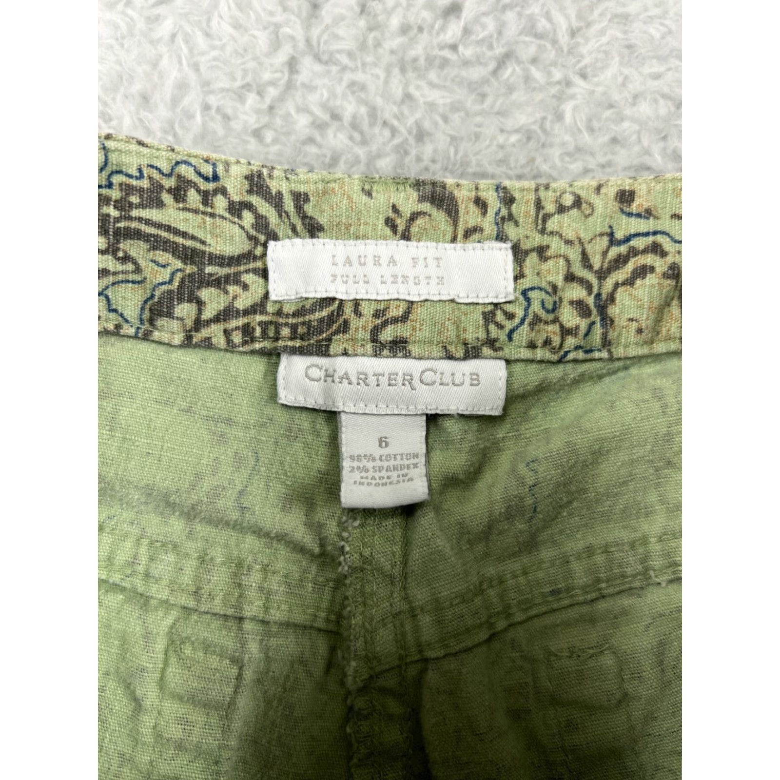 Charter Club Charter Club Women's Jeans Size 6 Green Paisley Cotton Blend Straight Fit Size 28" / US 6 / IT 42 - 3 Thumbnail