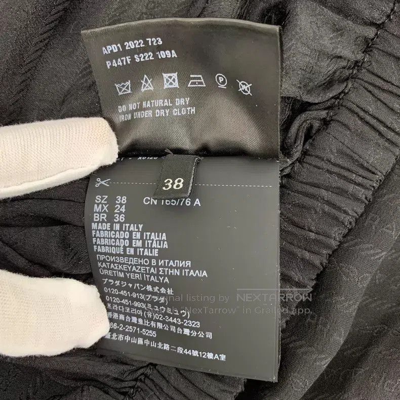 Prada Prada 22 black striped logo letter full-print mulberry sil Size XS / US 0-2 / IT 36-38 - 7 Thumbnail