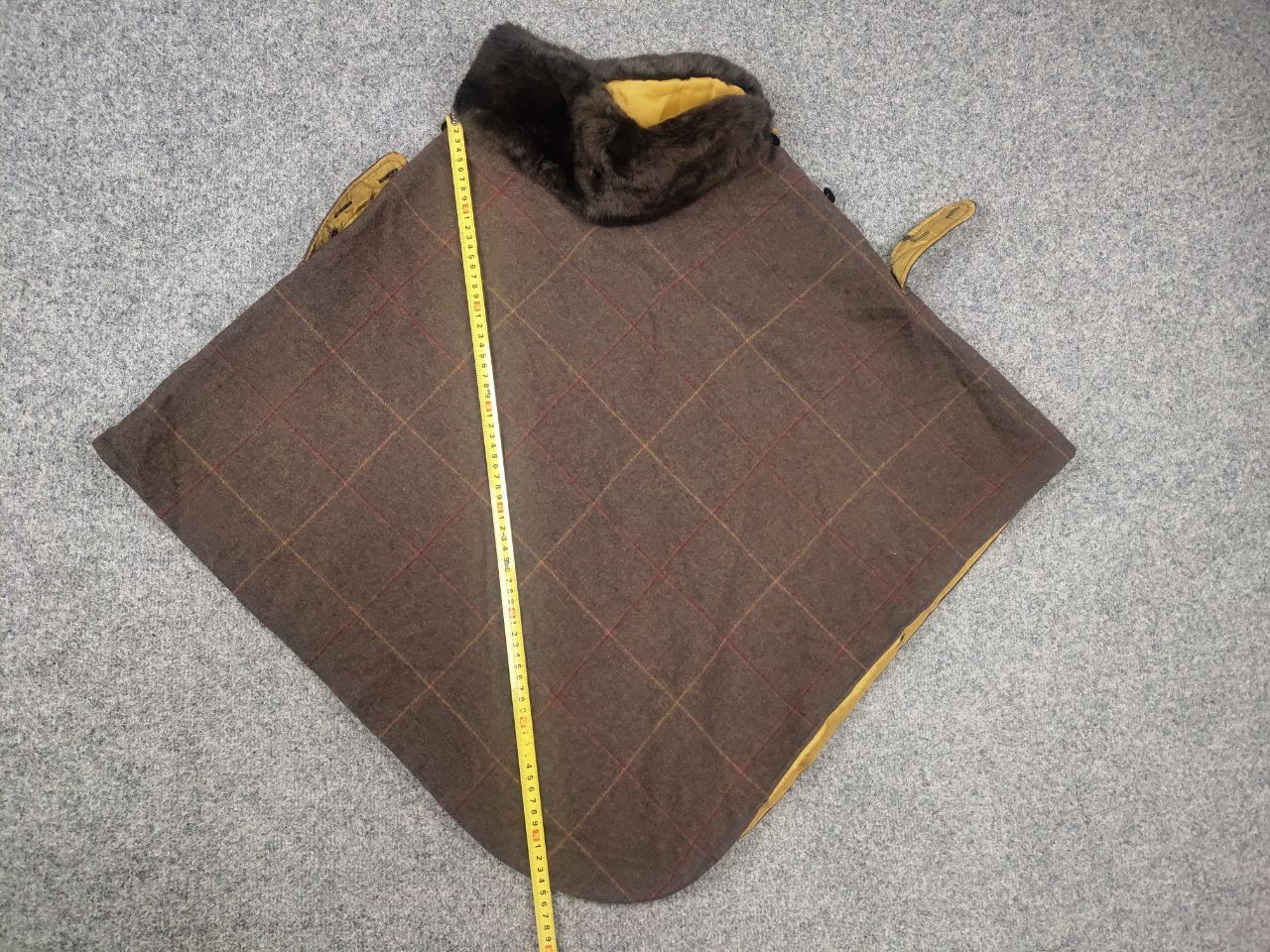 Harris Tweed Joules Hazelwood New Poncho Femme Brown Tweed Fur Jacket Size ONE SIZE - 22 Thumbnail