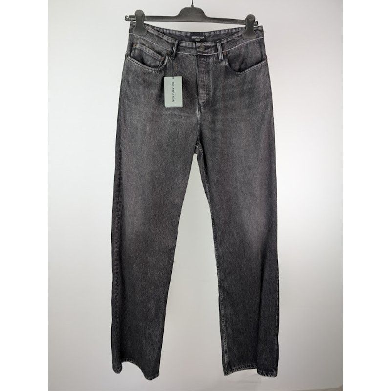 Balenciaga o1rshd1 Trompe L'oeil Fleece Denim Pants in Black Size US 30 / EU 46 - 10 Thumbnail