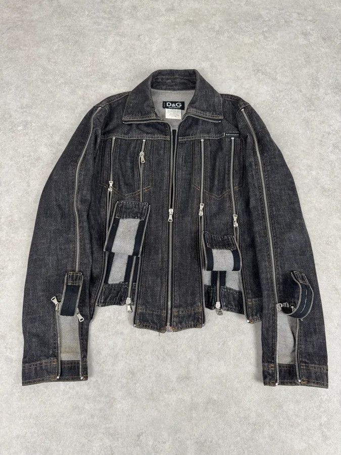 Dolce & Gabbana SS2003 Dolce & Gabbana Navy Blue Multi-Zip Denim Jacket Size XS / US 0-2 / IT 36-38 - 1 Thumbnail