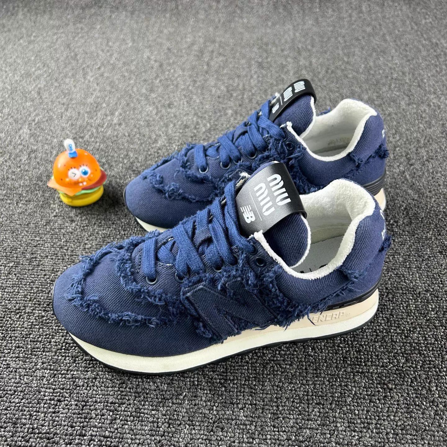 Miu Miu New Balance x Miu Miu Navy Distressed Low-Top Sneakers Size US 4.5 / IT 34.5 - 1 Thumbnail