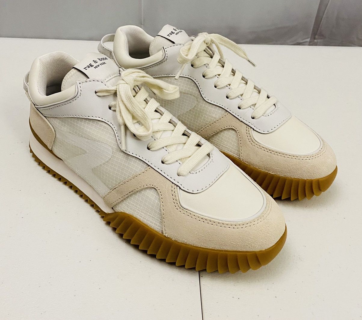 Rag & Bone Rag & Bone white/beige mesh/leather/suede retro runner NW Size US 10 / IT 40 - 1 Thumbnail