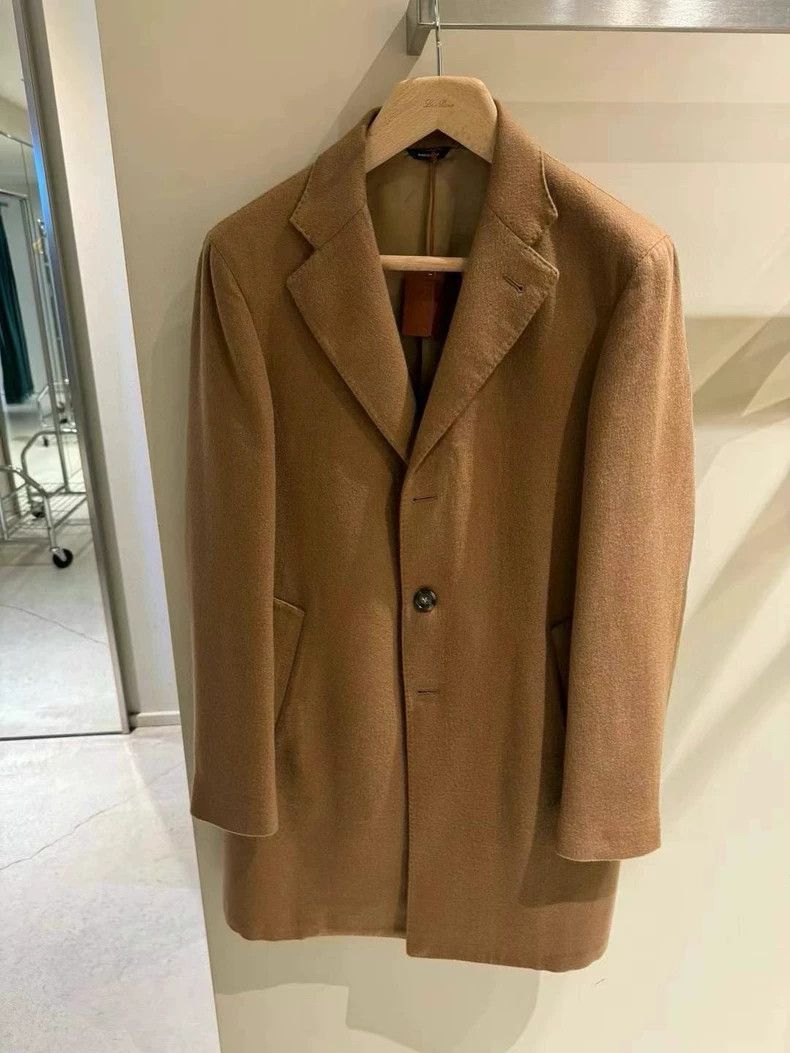 Loro Piana LORO PIANA Men's leisure cashmere water ripple camel coat Size US XL / EU 56 / 4 - 1 Thumbnail