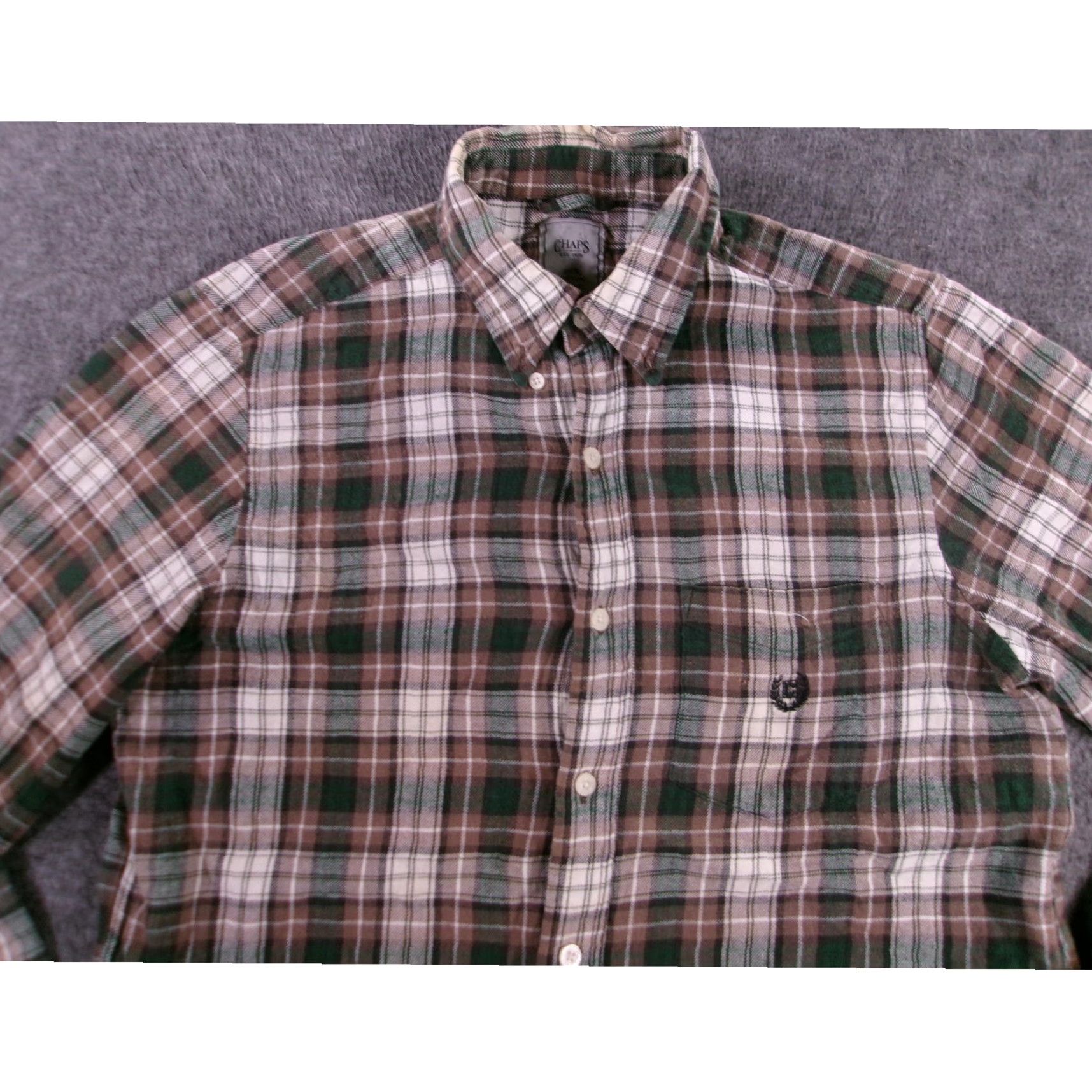 Chaps VINTAGE Chaps Men’s Small Flannel Shirt Long Sleeve Plaid Brown Green Cotton Casual Outdoor Fall Winter Size US S / EU 44-46 / 1 - 2 Thumbnail