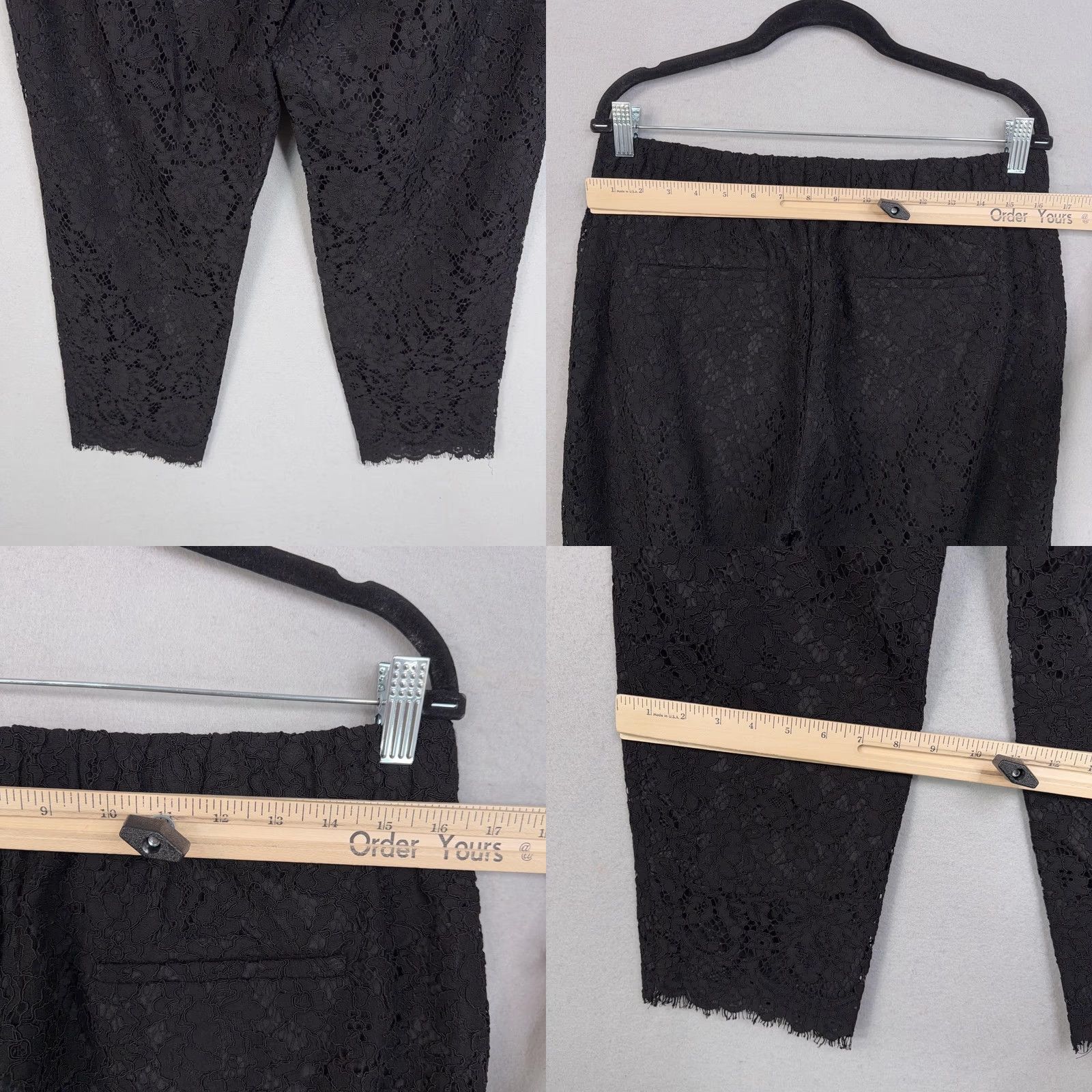 J.Crew J.CREW Pants Women's 10 Black Lace Tapered Pull On Lined Dressy Party Cropped Mockup Size 32" / US 10 / IT 46 - 8 Thumbnail