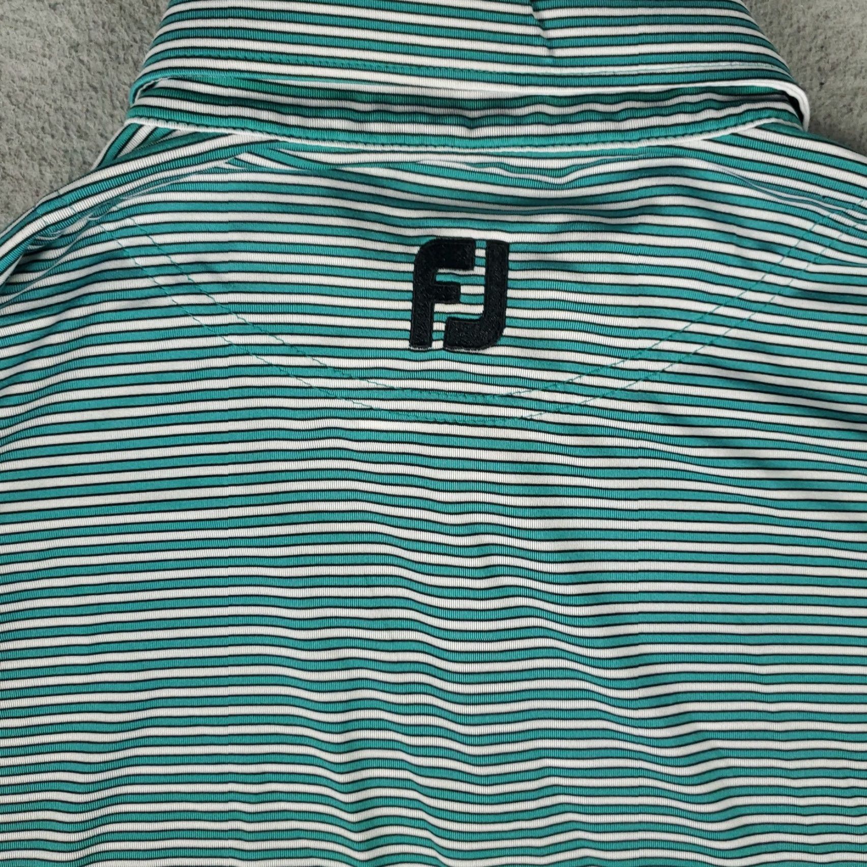 Footjoy FootJoy Polo Shirt Mens L Green Striped Short Sleeve Collared Button Logo Size US L / EU 52-54 / 3 - 5 Thumbnail