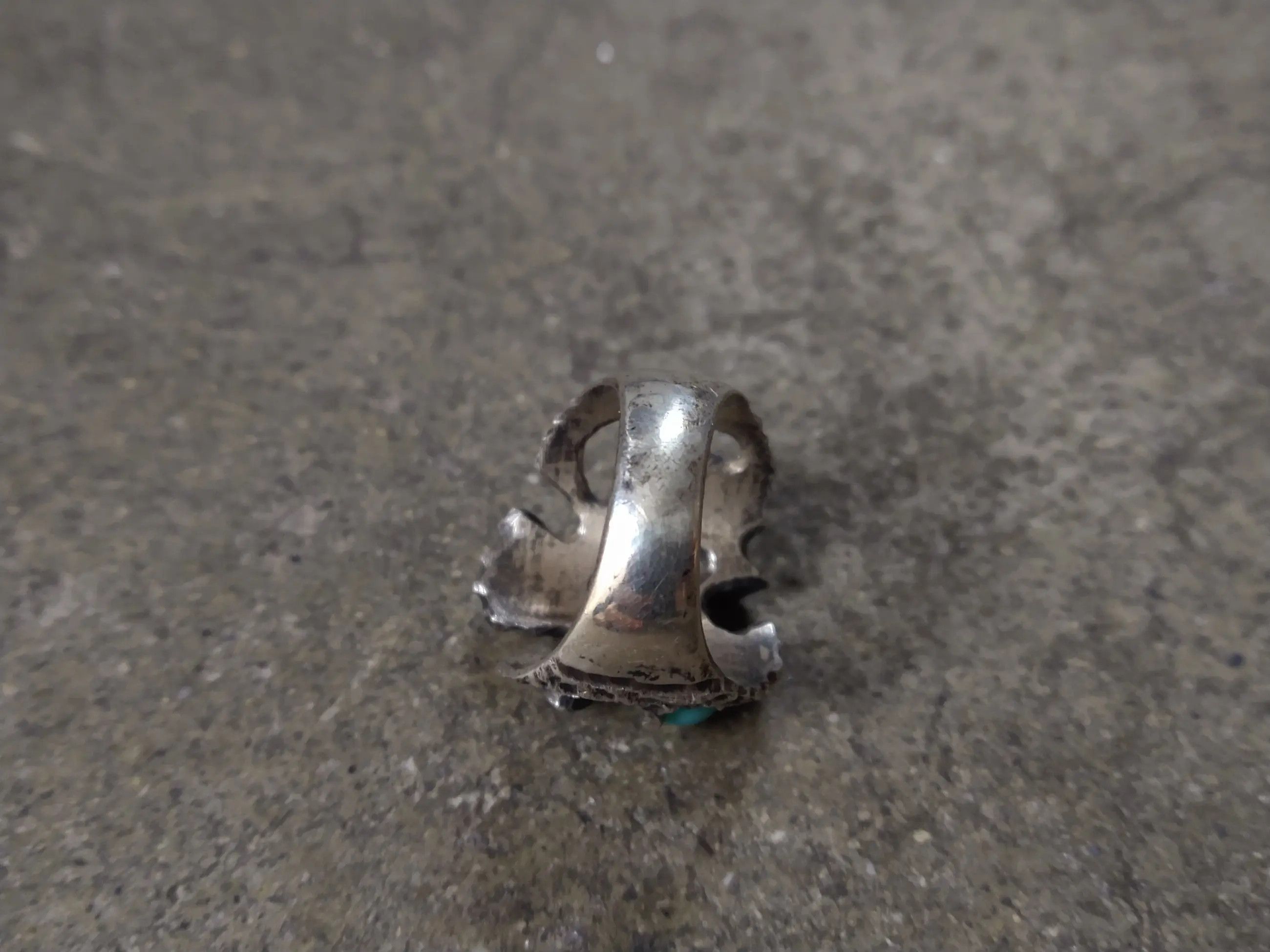 Jewelry Vintage Sterling Silver Ring Turquoise 6.5 Brutalist Modern Size ONE SIZE - 6 Thumbnail